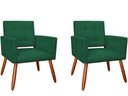 Ver imagem 1 de Kit 2 Poltronas Decorativa Camila Suede Verde Pés Madeira Ms Decor