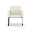 Ver imagem 2 de Poltrona Moderna Linho Bege 3 Cores- Base Ferro Preta - Bege