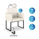 Ver imagem 4 de Poltrona Moderna Linho Bege 3 Cores- Base Ferro Preta - Bege