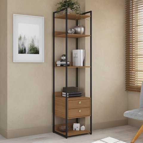 Estante Modular 2 Gavetas e 3 Prateleiras 48,5cm Estilo Industrial Li050 Kappesberg Industrial