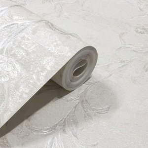 Papel de Parede Floral Pérola com Brilho Vinilico Lavável+cola para Aplicação