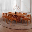 Ver imagem 1 de Conjunto de Jantar Venus 8 Lugares Tampo MDF Cadeiras Estofadas Imbuia 220cm Moderna