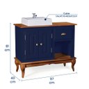 Ver imagem 5 de Gabinete para Banheiro 2 Portas com Cuba Dália 3058 - Azul Petróleo/imbuia Glazer