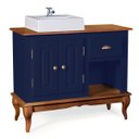Ver imagem 1 de Gabinete para Banheiro 2 Portas com Cuba Dália 3058 - Azul Petróleo/imbuia Glazer