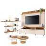 Estante Home Theater Artís Off White Cinamomo e Aparador Infinity e Kit Mesa de Centro Sky Cinamomo  - 1