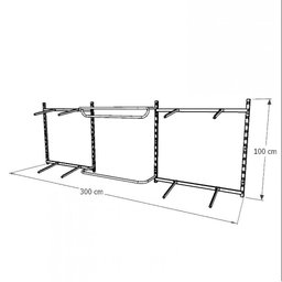 Arara de Roupas para Loja Quarto Closet 18 Peças Regulável 300x100 Cm Cor Preto Kit Clst1b385 - 4