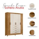 Ver imagem 4 de Guarda Roupa Solteiro Ambiente Aruba 6 Portas Freijó Off White - Moval