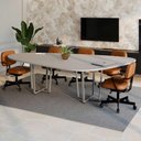 Ver mais imagens de Mesa de Reunião Orgânica 270cm x 160cm Tampo Bipartido Cinza F5 Office