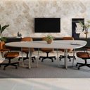 Ver imagem 2 de Mesa de Reunião Orgânica 270cm x 160cm Tampo Bipartido Cinza F5 Office