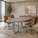 Ver imagem 1 de Mesa de Reunião Orgânica 270cm x 160cm Tampo Bipartido Cinza F5 Office