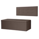 Ver imagem 1 de Kit Cabeceira Painel e Calçadeira Baú Solteiro 0,90m Berlim Suede Marrom Dal Poz Estofados