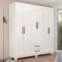 Ver imagem 1 de Guarda-roupa Solteiro Aurora 6 Portas 2 Gavetas 22116 Branco - Carioca Móveis