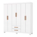 Ver imagem 2 de Guarda-roupa Solteiro Aurora 6 Portas 2 Gavetas 22116 Branco - Carioca Móveis