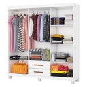 Ver imagem 3 de Guarda-roupa Solteiro Aurora 6 Portas 2 Gavetas 22116 Branco - Carioca Móveis
