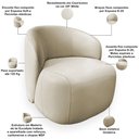 Ver imagem 4 de Poltrona Giratória Orgânica para Sala Living Heidy L06 Couro Off White - Lyam Decor