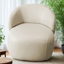 Ver imagem 2 de Poltrona Giratória Orgânica para Sala Living Heidy L06 Couro Off White - Lyam Decor