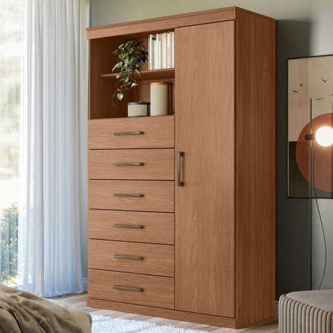 Cômoda Marabá 1 Porta 6 Gavetas Jatoba - Santos Andirá