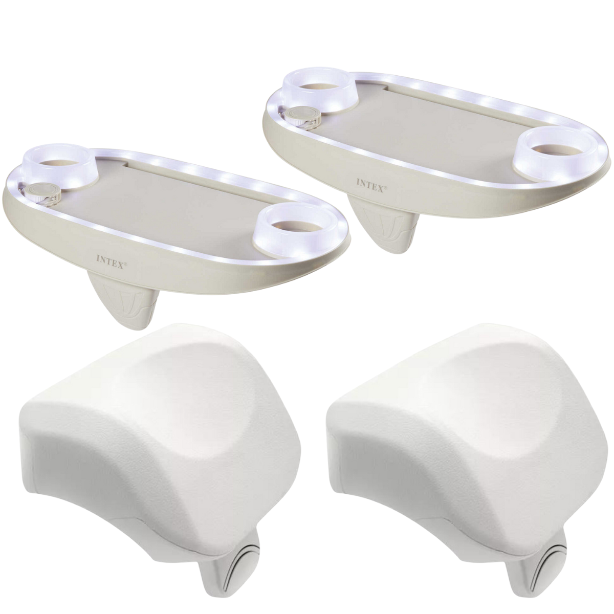 2 Kits Encosto Cabeça +suporte Led Porta-copo Intex Pure Spa - 1