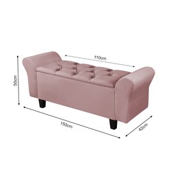 Recamier Baú Capitonê Veludo Rosê Paris Ii 1,50m - 4