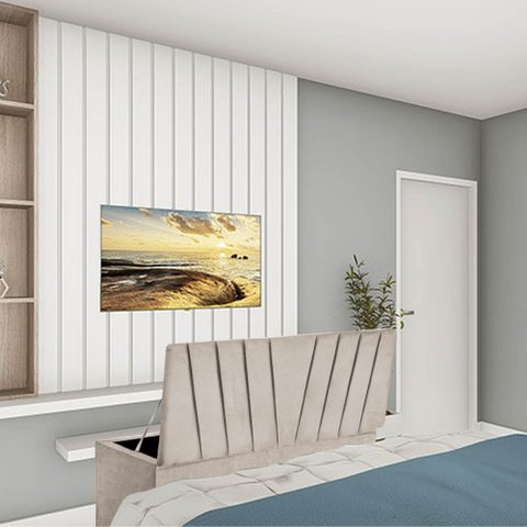Calçadeira Baú Recamier Solteiro 90CM Bélgica Courino Bege - D A DECOR