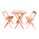 Ver imagem 2 de Kit 6 Conjuntos Mesa Dobrável para Bar e Restaurante 60x60cm com 2 Cadeiras em Madeira Maciça - Cru