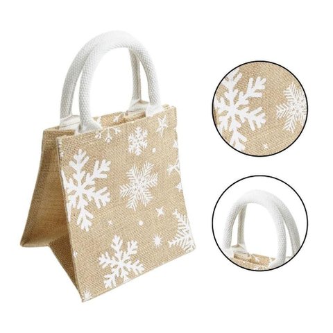 Bolsa com Alça Natalina Floco de Neve Cru - 30cm