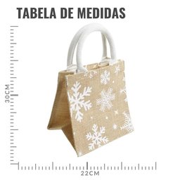 Bolsa com Alça Natalina Floco de Neve Cru - 30cm - 3