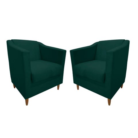 Kit 02 Poltronas Titânio Suede Verde
