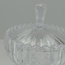 Ver mais imagens de Potiche Decorativo de Cristal Transparente 30x22x22cm Tampa Enfeite Sala Mesa