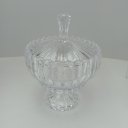 Ver imagem 3 de Potiche Decorativo de Cristal Transparente 30x22x22cm Tampa Enfeite Sala Mesa