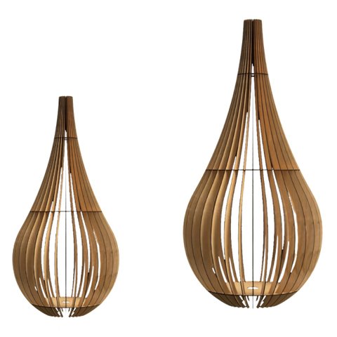 Abajur Grande de Chão CAPADÓCIA MDF Luminária -:MDF CRU/Kit com 2 - 90x40cm e 75x40cm