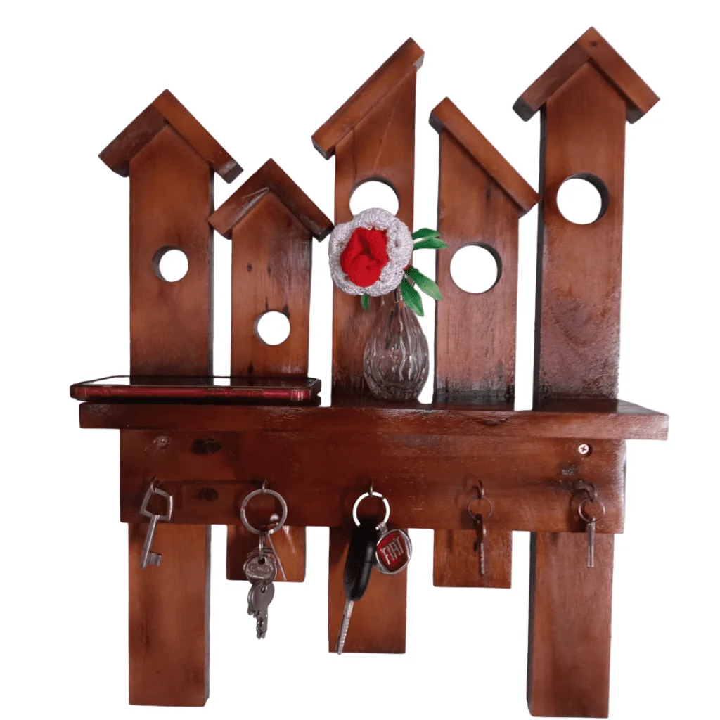 Ver mais imagens de Chaveiro de Parede Porta Chave Casinhas Nicho Madeira Cor Imbuia