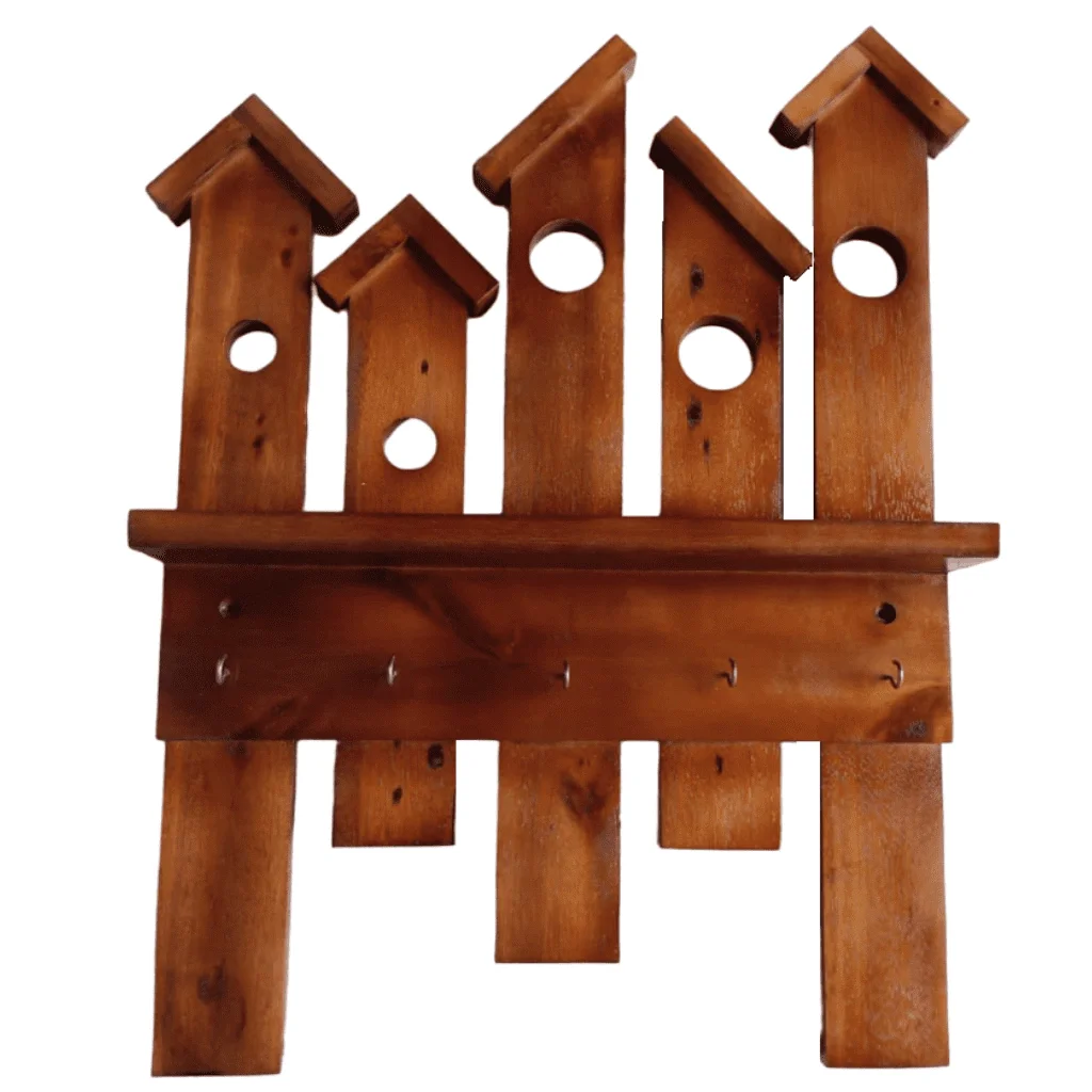 Ver imagem 4 de Chaveiro de Parede Porta Chave Casinhas Nicho Madeira Cor Imbuia