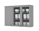 Ver imagem 3 de Armário Aéreo 120cm 3 Portas com 2 de Vidro Henn Nova York Cinza HP