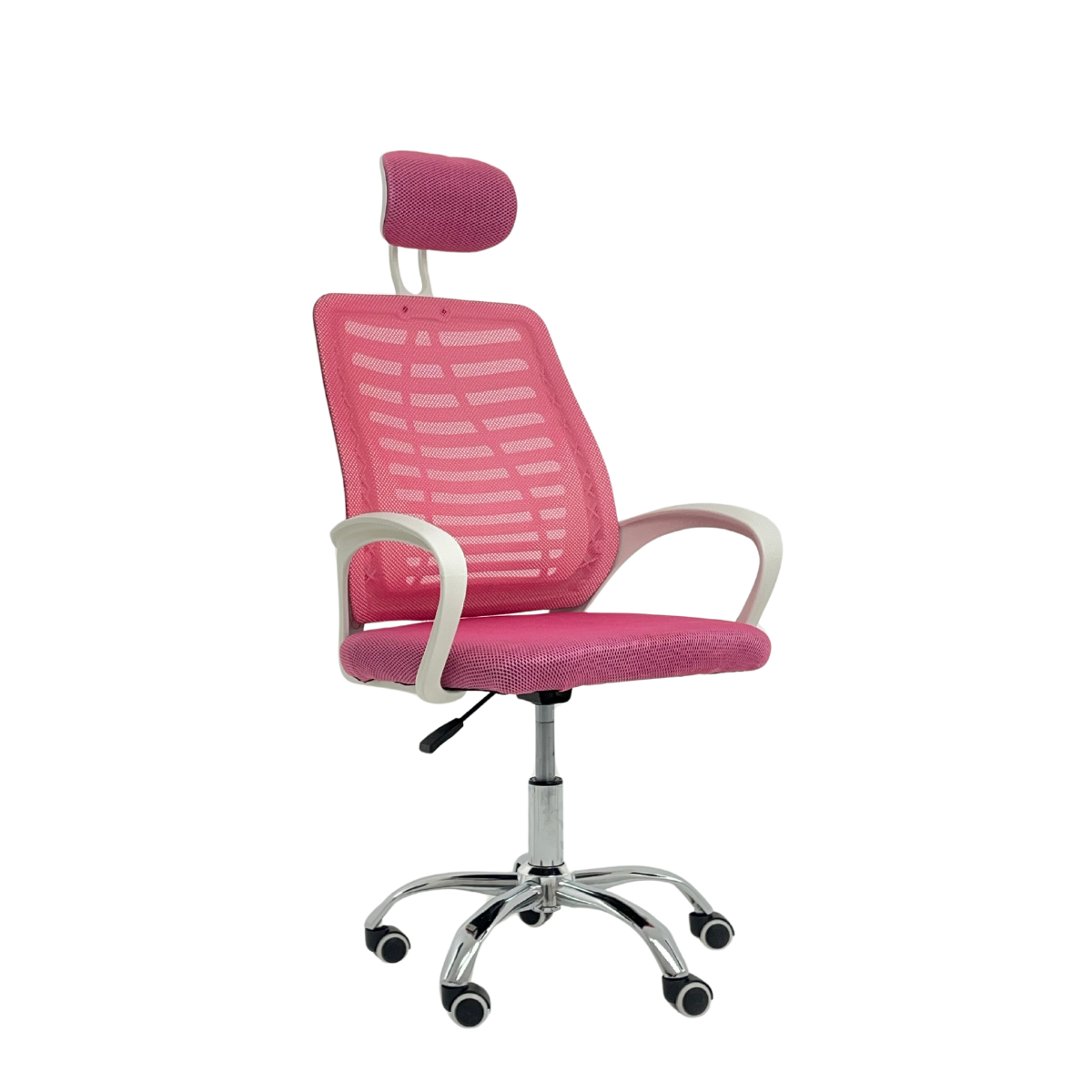 Cadeira Escritório Diretor Tela Mesh com Encosto de Cabeça - Rosa - 1