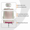 Ver imagem 7 de Cadeira Escritório Diretor Tela Mesh com Encosto de Cabeça - Rosa + E-book