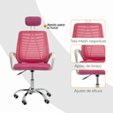 Ver mais imagens de Cadeira Escritório Diretor Tela Mesh com Encosto de Cabeça - Rosa + E-book