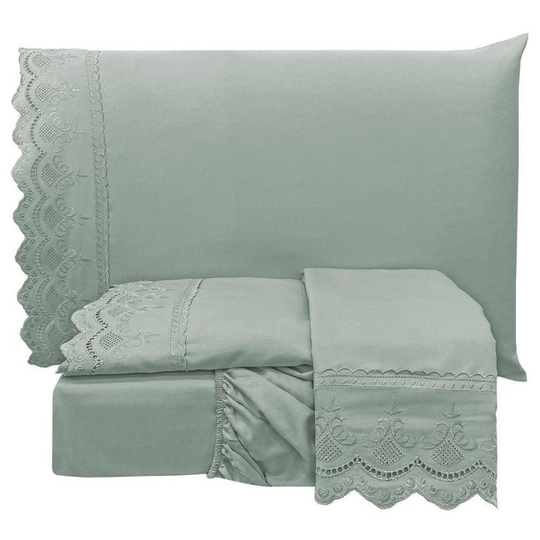 Jogo Cama Lençol Loren Queen Bordado Inglês Micro Percal 300 Fios 4 Peças - Cinza Jogo Cama Lençol Loren Queen Bordado Inglês Micro Percal 300 Fios 4 Peças - Cinza