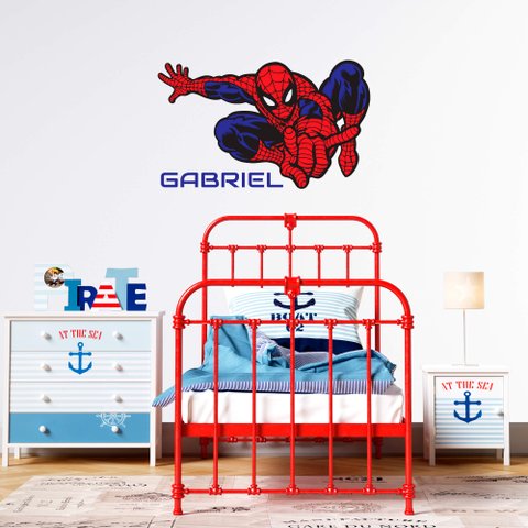 Adesivo de Parede Homem Aranha Nome Personalizado Decoração Quarto Menino Kanto Store