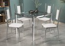 Ver imagem 1 de Conjunto Sala de Jantar Mesa com 4 Cadeiras Estofadas Cromado 051 Kappesberg Crome Cromado/tecido Si