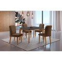 Ver imagem 1 de Conjunto Sala de Jantar Mesa Liz 120cm Mdf Canto Copo e 4 Cadeiras Athenas Moderna