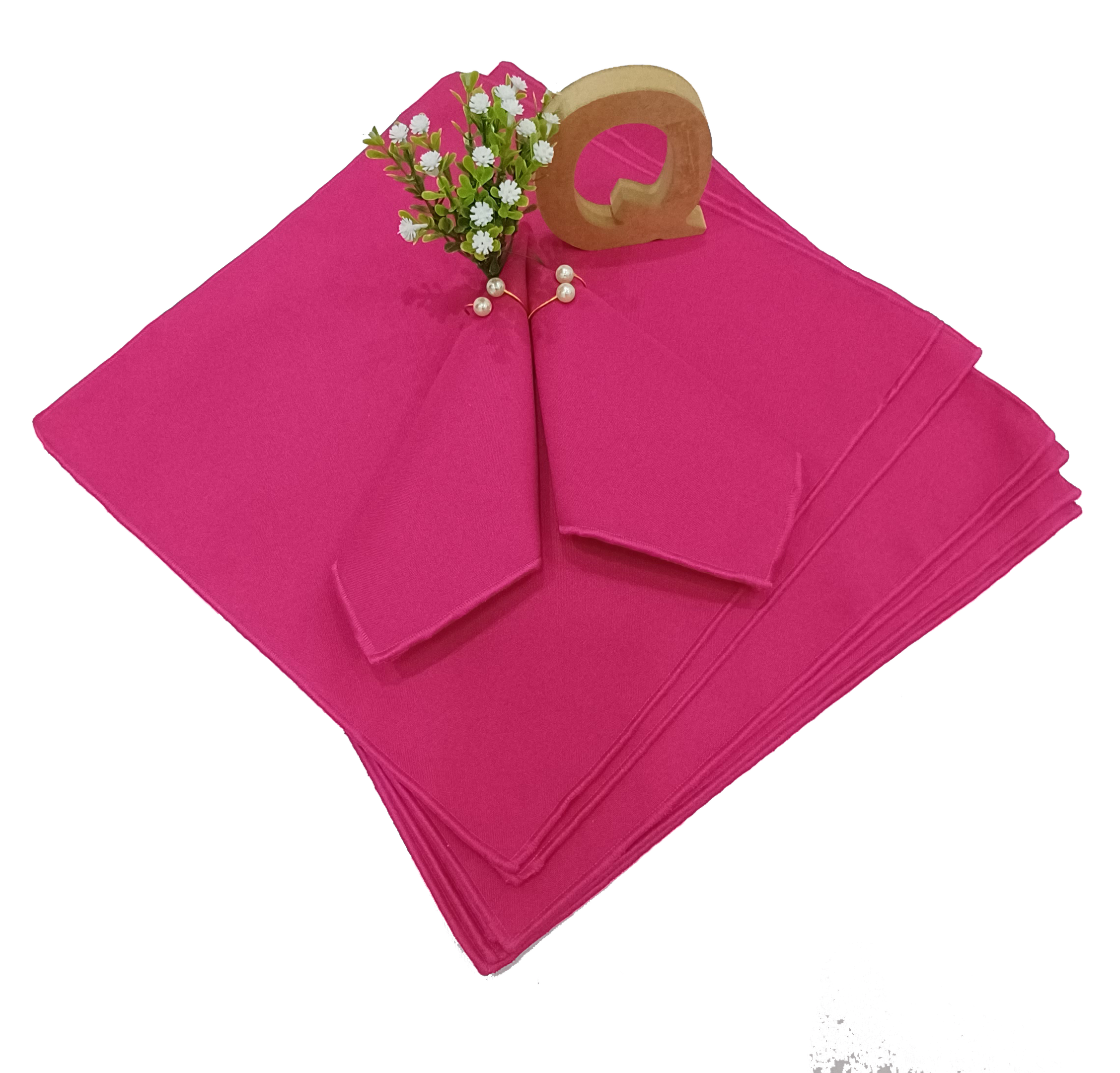 12 Guardanapos Pink Em Tecido Oxford 35x35