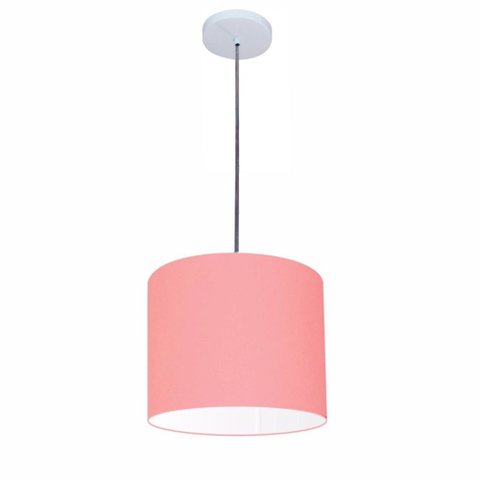 Lustre Luminária Pendente Vivare Free Lux Pe-4107br Cúpula em Tecido 25x20cm