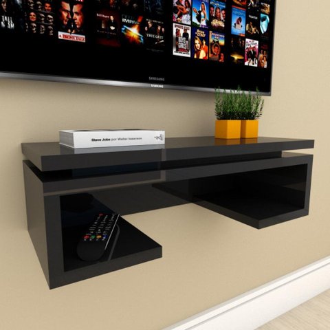 Rack Mini Aparador Preto Moderno Cantinho Café Escritorio Simples Bancada Suspensa