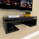Ver imagem 1 de Rack Mini Aparador Preto Moderno Cantinho Café Escritorio Simples Bancada Suspensa
