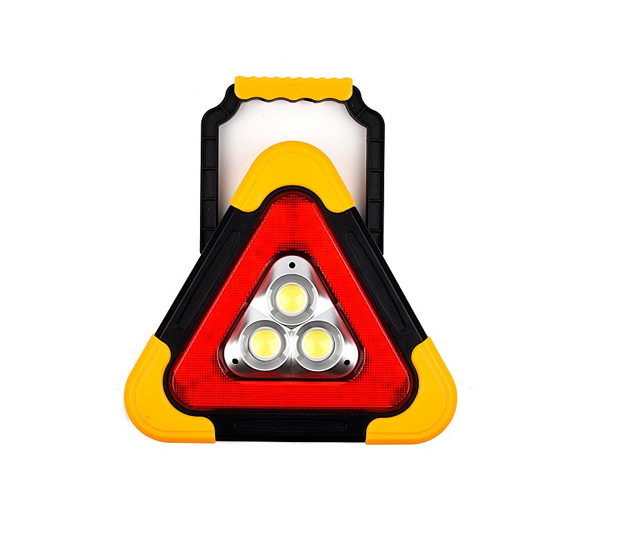 Triângulo Refletor Luminária Recarregável Super LED Luminoso Sinalização Carro Pilha AA - 7