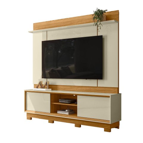 Home Theater para TV 183cm 2 Portas Siena MDP Cumaru/Opala Sala