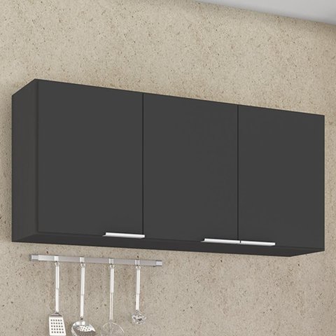 Armário de Cozinha Aéreo 120cm Pérola Z34 Preto - Mpozenato