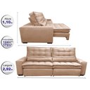 Ver imagem 2 de Sofá Retrátil e Reclinável 2,92m Molas Ensacadas Cama inBox Catar Velusoft Bege