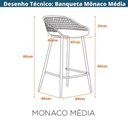 Ver imagem 3 de Kit 2 Banquetas Mônaco Clarice Assento em Polipropileno Base em Aço com Encosto Preto Fratini